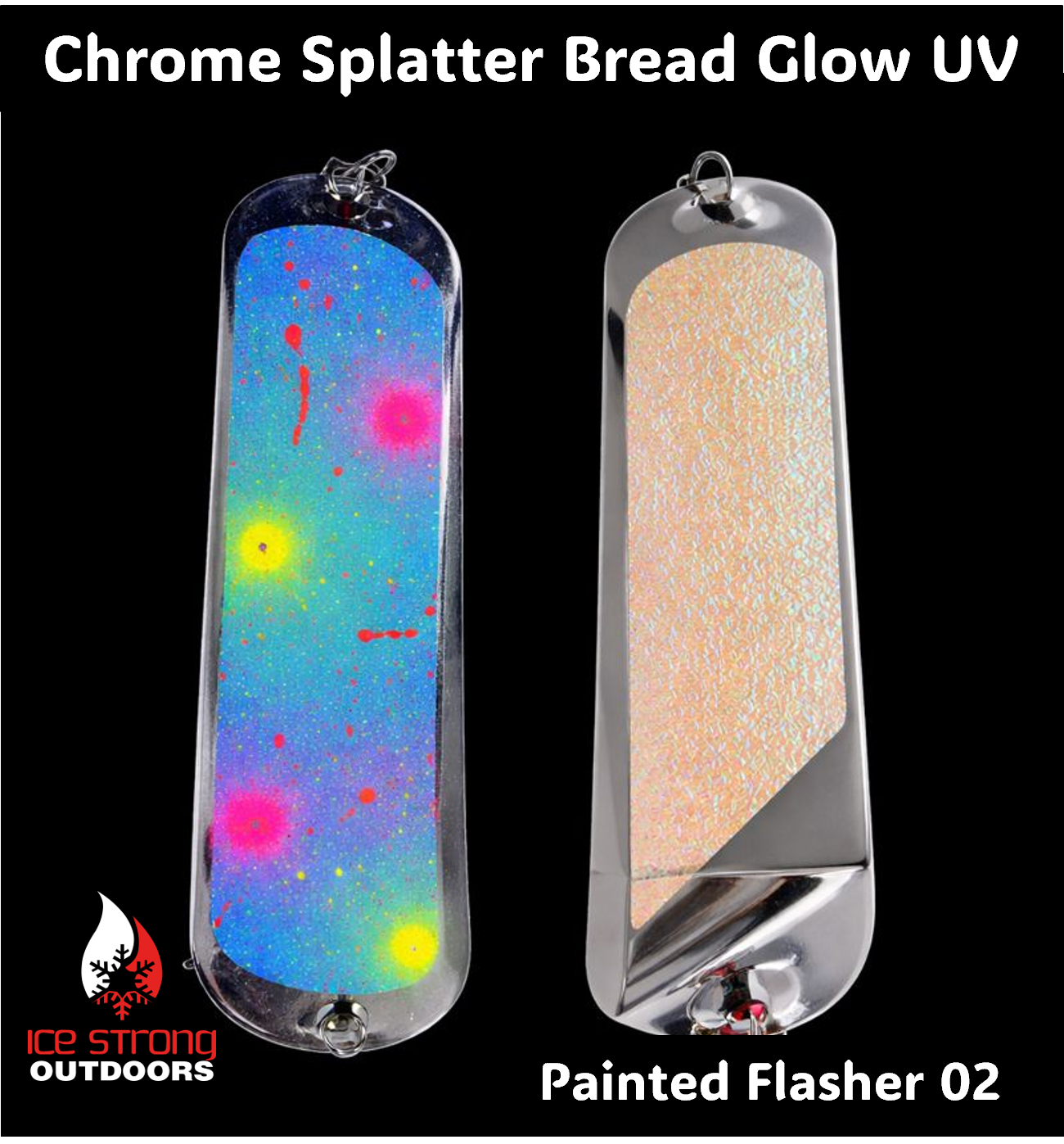 Ice Strong Outdoors - 8.5" Dual Fin Flasher Series - Painted Glow/UV Series - NEW DRIP SERIES LAUNCHED MAY 2026