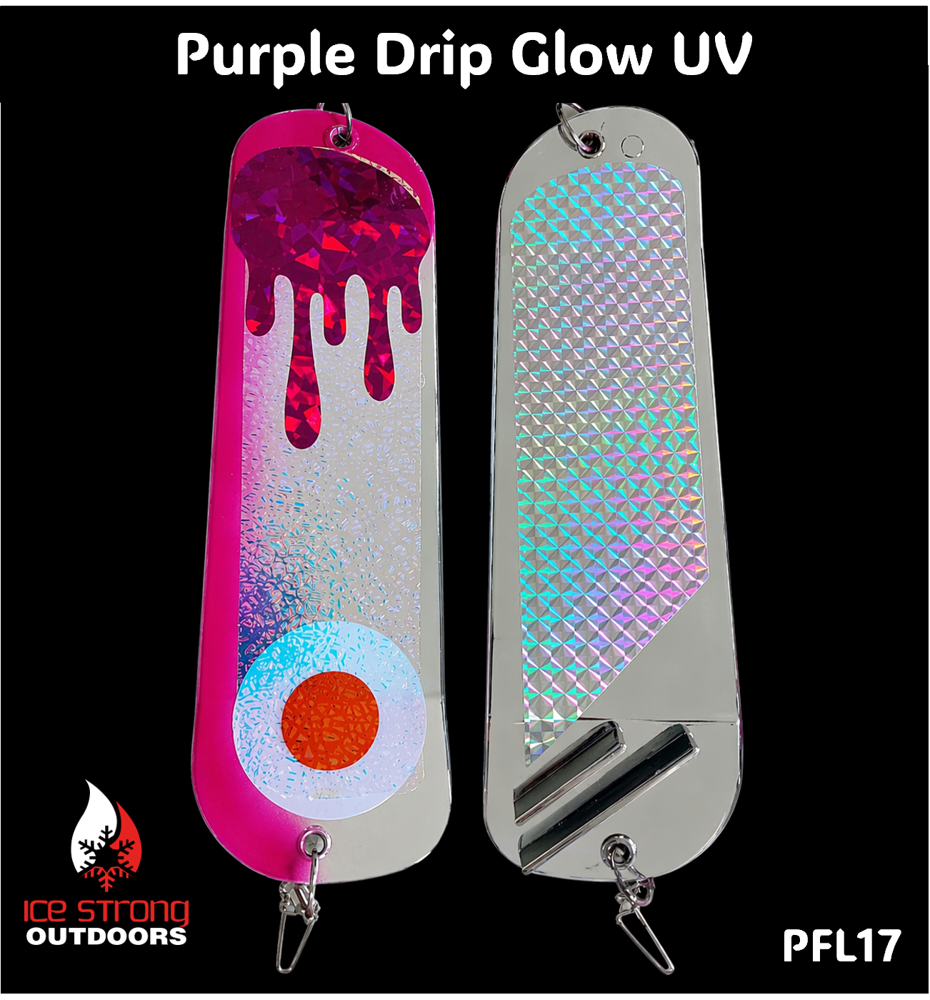 Ice Strong Outdoors - 8.5" Dual Fin Flasher Series - Painted Glow/UV Series - NEW DRIP SERIES LAUNCHED MAY 2026