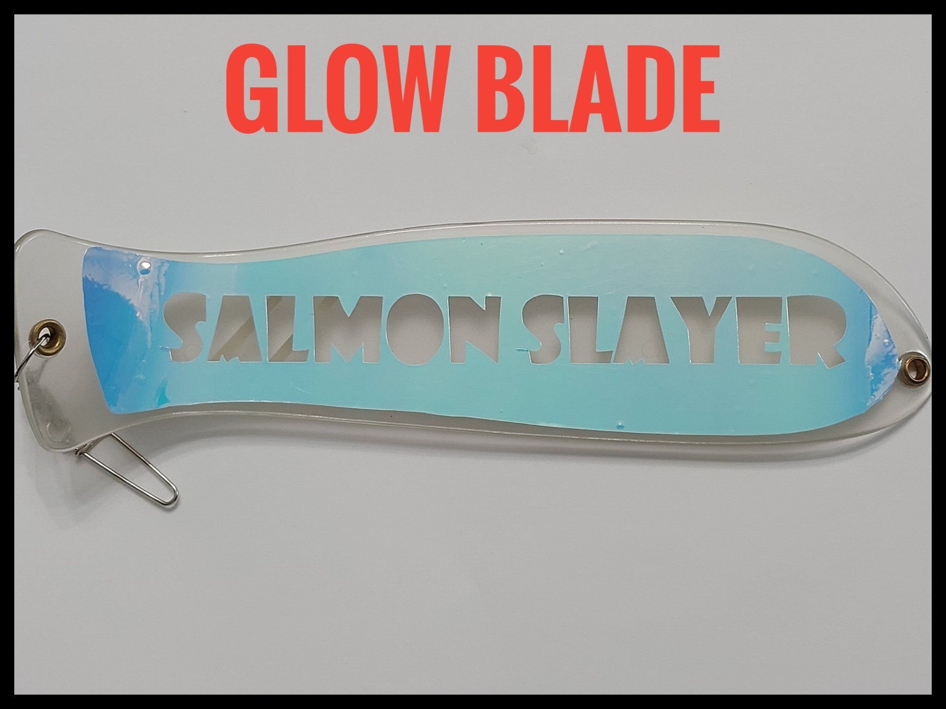 Ice Strong Outdoors - 10" Chrome / Glow Dual Fin and NO Fin Options Fishblades  PERSONALIZED!